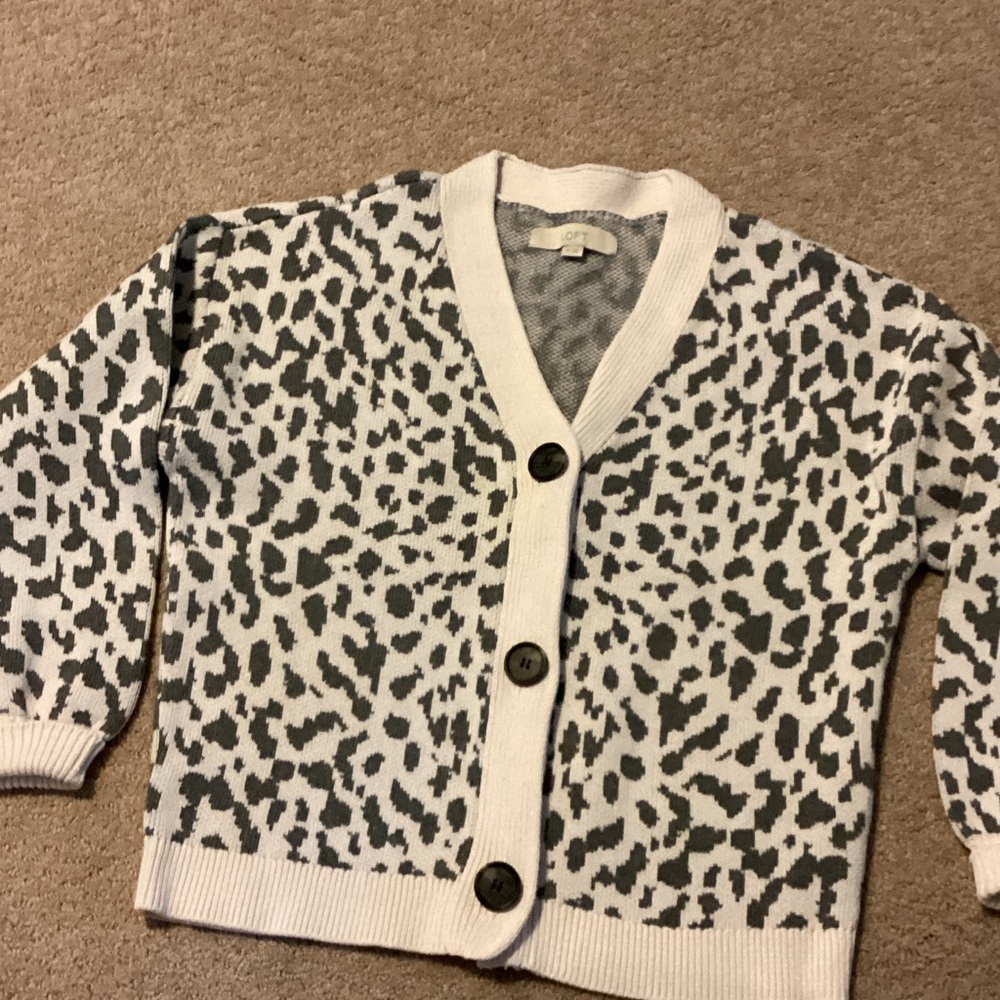 LOFT Animal Print Sweater in Black and White